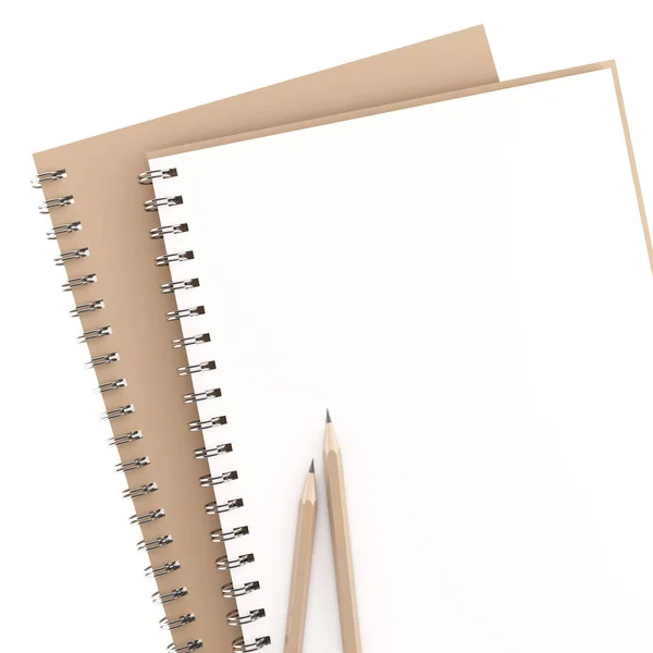 Renderização Lápis Notebook — Fotografia de Stock