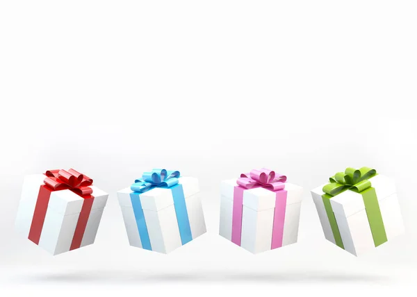 Beyaz arka planda kurdele ile hediye kutusu