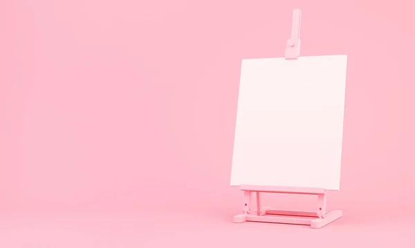 Pembe arka planda resim sehpasının 3d canlandırması