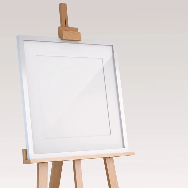 Resim çerçeveli beyaz sehpanın 3d görüntülemesi