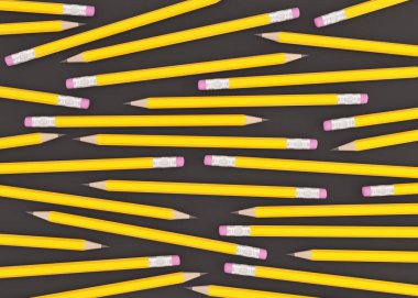 Siyah arkaplanda üç boyutlu sarı kalem oluşturma