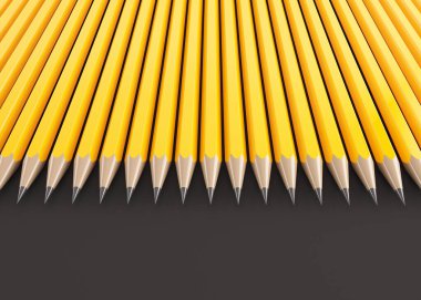 Siyah arkaplanda üç boyutlu sarı kalem oluşturma