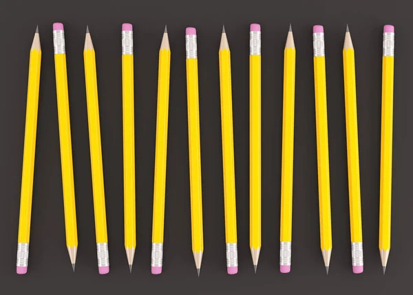 Rendering Yellow Pencils Black Background — Stock Photo, Image