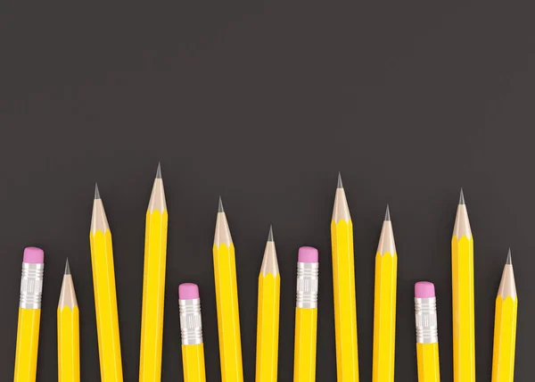 Siyah arkaplanda üç boyutlu sarı kalem oluşturma