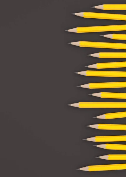 Sárga Ceruzák Ábrázolása Fekete Alapon — Stock Fotó
