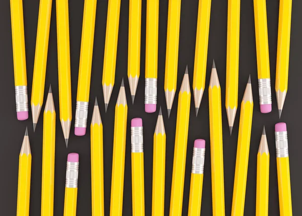 Siyah arkaplanda üç boyutlu sarı kalem oluşturma