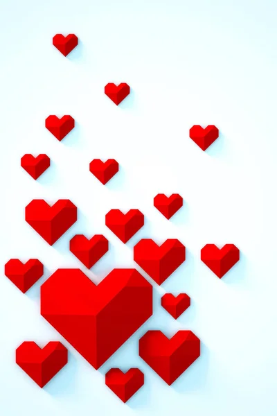 Aşk Kalpleri Sevgililer Günü Geçmişi Geometrik Tarzı — Stok fotoğraf