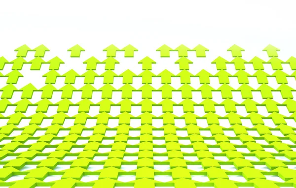 Beyaz arkaplan üzerinde 3d yorumlama yeşil ok