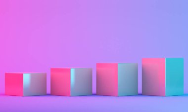 3B Hazırlama, renkli arkaplanı olan ürün standı