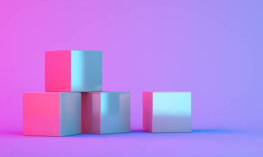 3B Hazırlama, renkli arkaplanı olan ürün standı