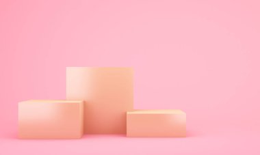 Ürün ayakta altın rengi pembe arka plan, 3D görüntüleme