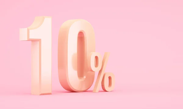Pembe arka planda% 10 indirimli altın 3D simge 