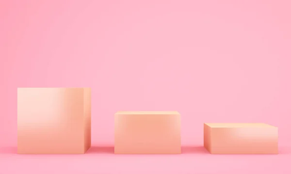 Ürün ayakta altın rengi pembe arka plan, 3D görüntüleme