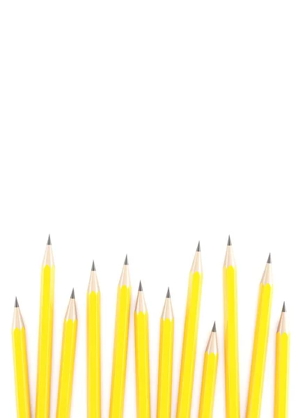 Sárga Ceruzák Megjelenítése Fehér Alapon — Stock Fotó