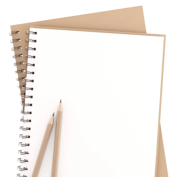 Renderização Lápis Notebook — Fotografia de Stock