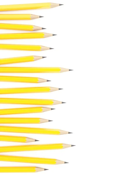 Sárga Ceruzák Megjelenítése Fehér Alapon — Stock Fotó