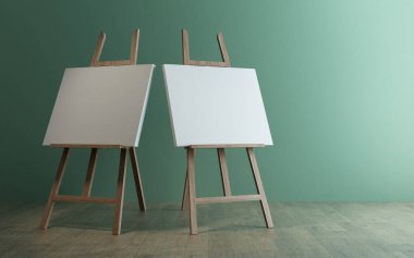 Ahşap duvarlı ahşap bir sehpanın 3 boyutlu görüntüsü.