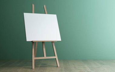 Ahşap duvarlı ahşap bir sehpanın 3 boyutlu görüntüsü.