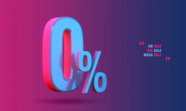 Renkli arkaplanda% 0 indirimli 3D simge 