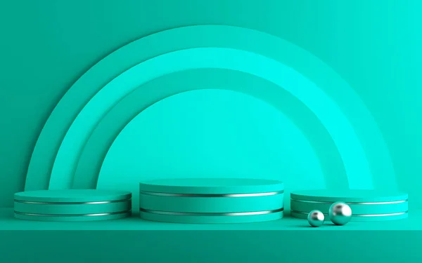 Ürün sunumu için 3d arkaplan, yeşil arkaplan, 3d görüntüleme