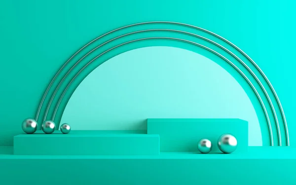 Ürün sunumu için 3d arkaplan, yeşil arkaplan, 3d görüntüleme