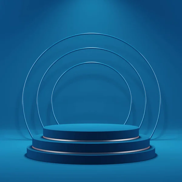 Ürün sunumu için 3d arkaplan, mavi arkaplan, 3d oluşturma için podyum