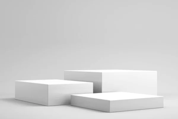 Ürün sunumu için podyum oluşturma için 3d arkaplan, beyaz arkaplan, 3d oluşturma