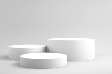 Ürün sunumu için podyum oluşturma için 3d arkaplan, beyaz arkaplan, 3d oluşturma