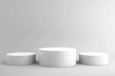 Ürün sunumu için podyum oluşturma için 3d arkaplan, beyaz arkaplan, 3d oluşturma