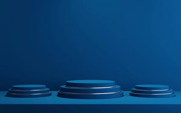 Ürün sunumu için 3d arkaplan, mavi arkaplan, 3d oluşturma için podyum