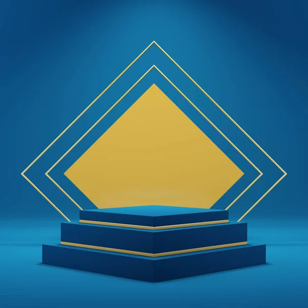 Ürün sunumu için 3d arkaplan, mavi arkaplan, 3d oluşturma için podyum