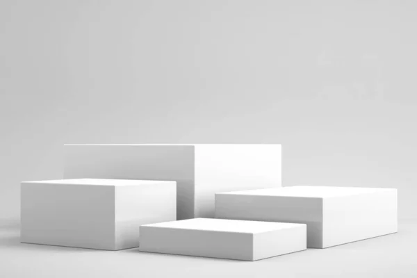 Ürün sunumu için podyum oluşturma için 3d arkaplan, beyaz arkaplan, 3d oluşturma
