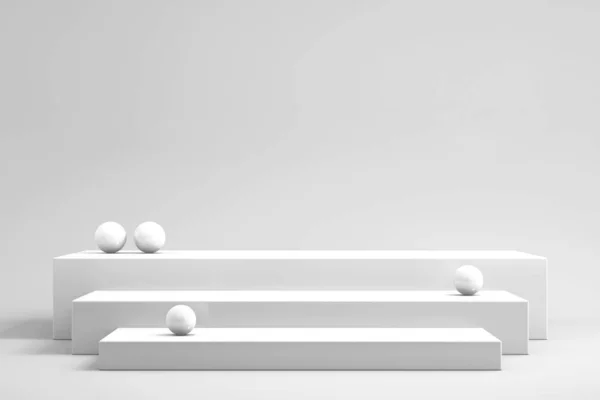 Ürün sunumu için podyum oluşturma için 3d arkaplan, beyaz arkaplan, 3d oluşturma