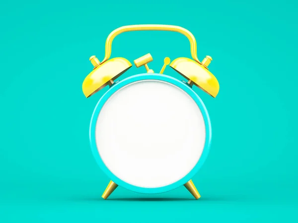 Mavi arkaplanda 3d mavi alarm saati oluşturuluyor