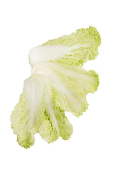 Isolated Flat Lay Shot Pile Chinese Napa Cabbage Leaves White — Stock Photo, Image