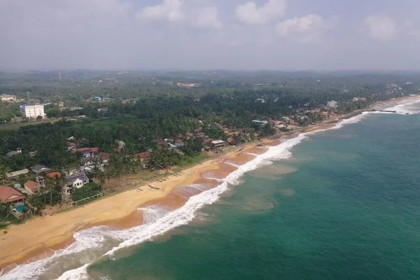 Pemandangan Burung Dron Alami Hari Ditembak Dari Pantai Laut Dengan — Stok Foto