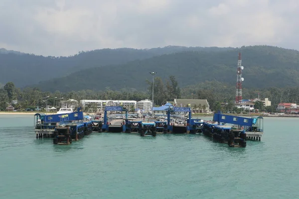 Vista Panorámica Playa Vista Panorámica Del Muelle Isla Koh Samui — Foto de Stock