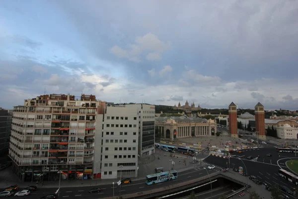 บาร เซโลนา สเปน 2014 มมองบนดาดฟ นฤด อนของสแควร Placa Anya บอาคาร — ภาพถ่ายสต็อก