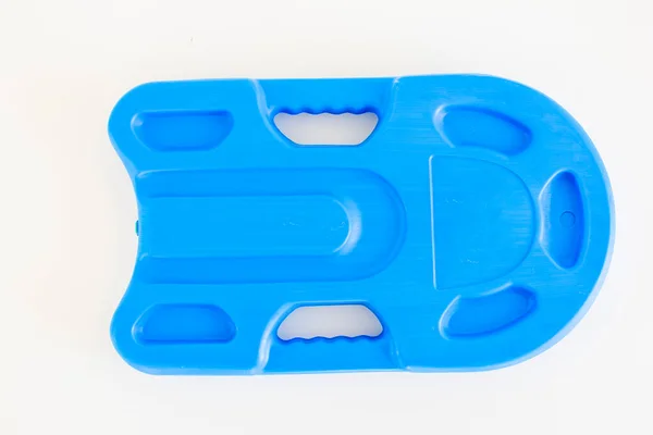 Kickboard Plástico Azul Para Aprender Nadar Isolado Fundo Branco — Fotografia de Stock