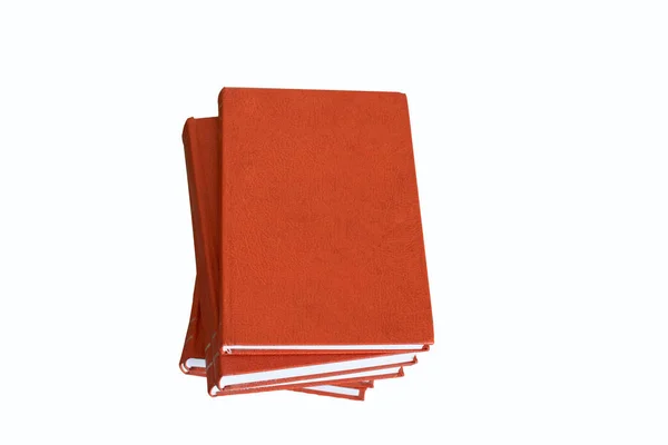 Pile Red Book Isolated White Background Top View — 스톡 사진