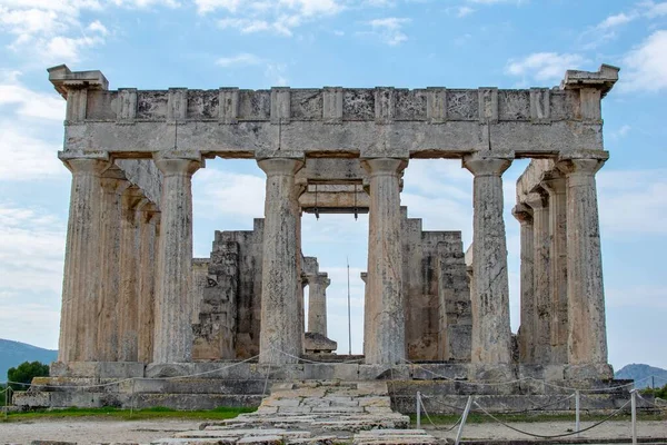 Aigina Greece January 2020 Ruins Ancient Temple Aphaea Aegina Island — Stock Photo, Image