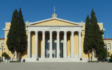 Atina, Yunanistan-22 Ocak 2018. Görüntü Atina 'nın merkezinde yer alan Zappeion sarayını gösteriyor..
