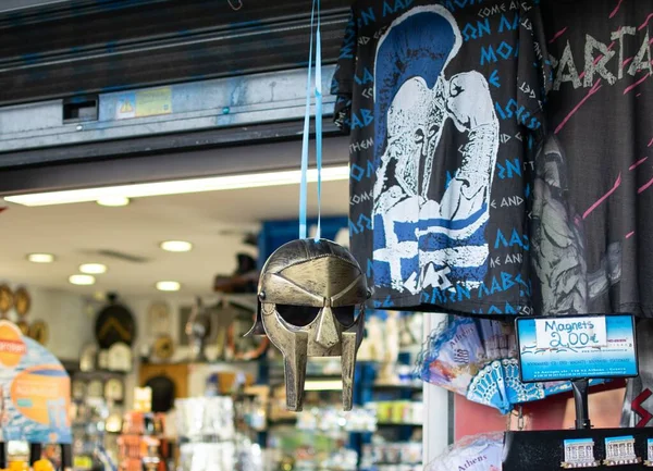 Atina Yunanistan Temmuz 2018 Bir Turist Dükkanının Vitrininde Yunan Tarzı — Stok fotoğraf