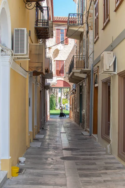 Nafplion Grecia Settembre 2018 Veduta Dei Marciapiedi Grafici Della Città — Foto Stock