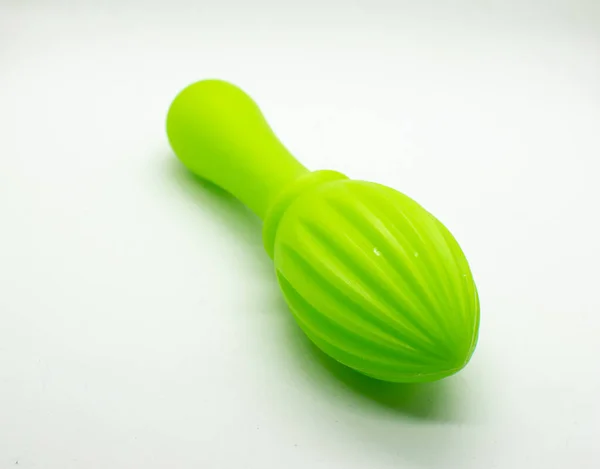 Green Plastic Lemon Squeezer Close Isolated White Background — Stock Photo, Image