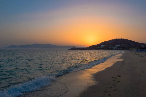 Prachtige Zonsondergang Het Strand Met Oranje Lucht — Stockfoto