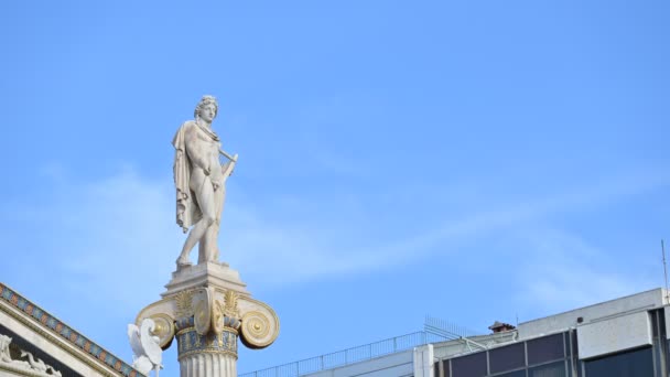 Athen Griechenland Zeitraffer Aufnahmen Der Statue Des Antiken Griechischen Gottes — Stockvideo