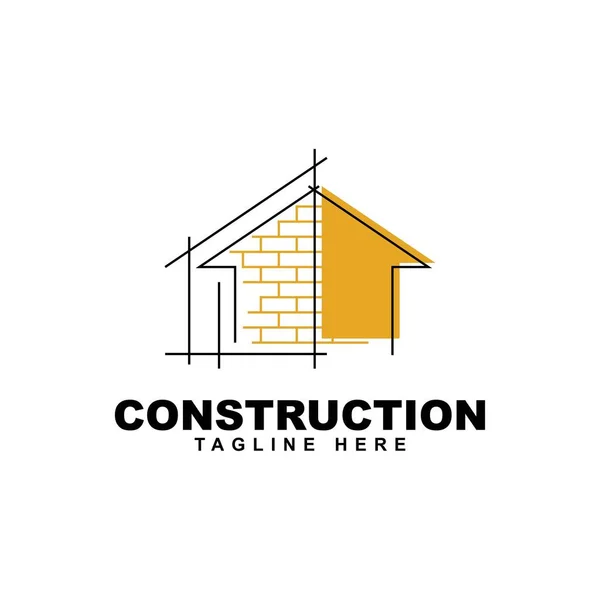 Haus Bauen Illustration Symbol Logo Design Vorlage — Stockvektor