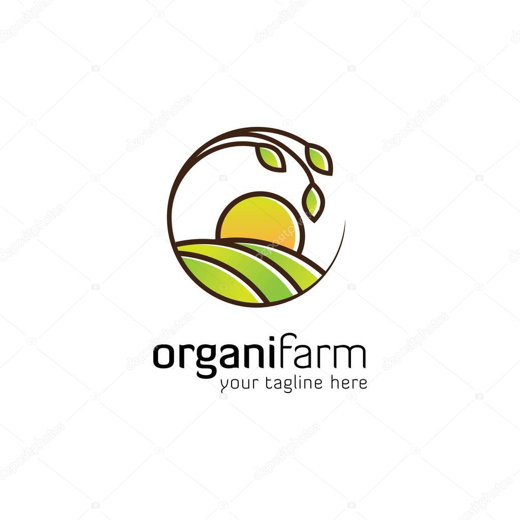Agriculture logo design template.Organic logo farm vector illustration