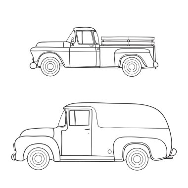 Klasik kamyonet. Tarz vektör çizim doodle. Kontrol benim portföyü için bu serinin birçok daha çok resim.
